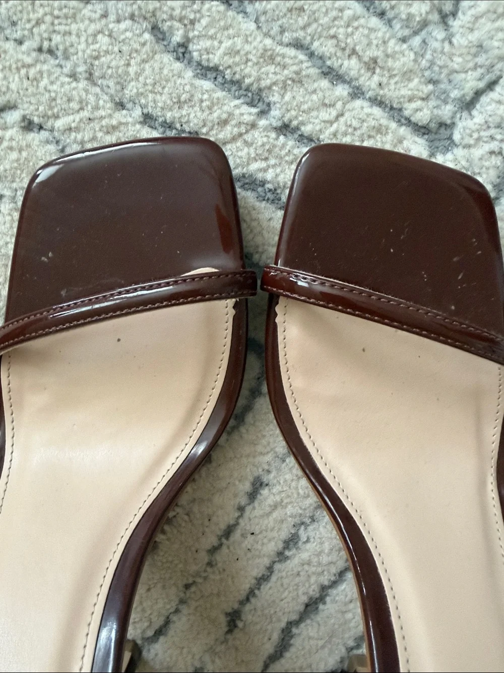 Steve Madden Brown Patent wrap around Chain-Ankle Stiletto Sandals - Picture 4 of 11